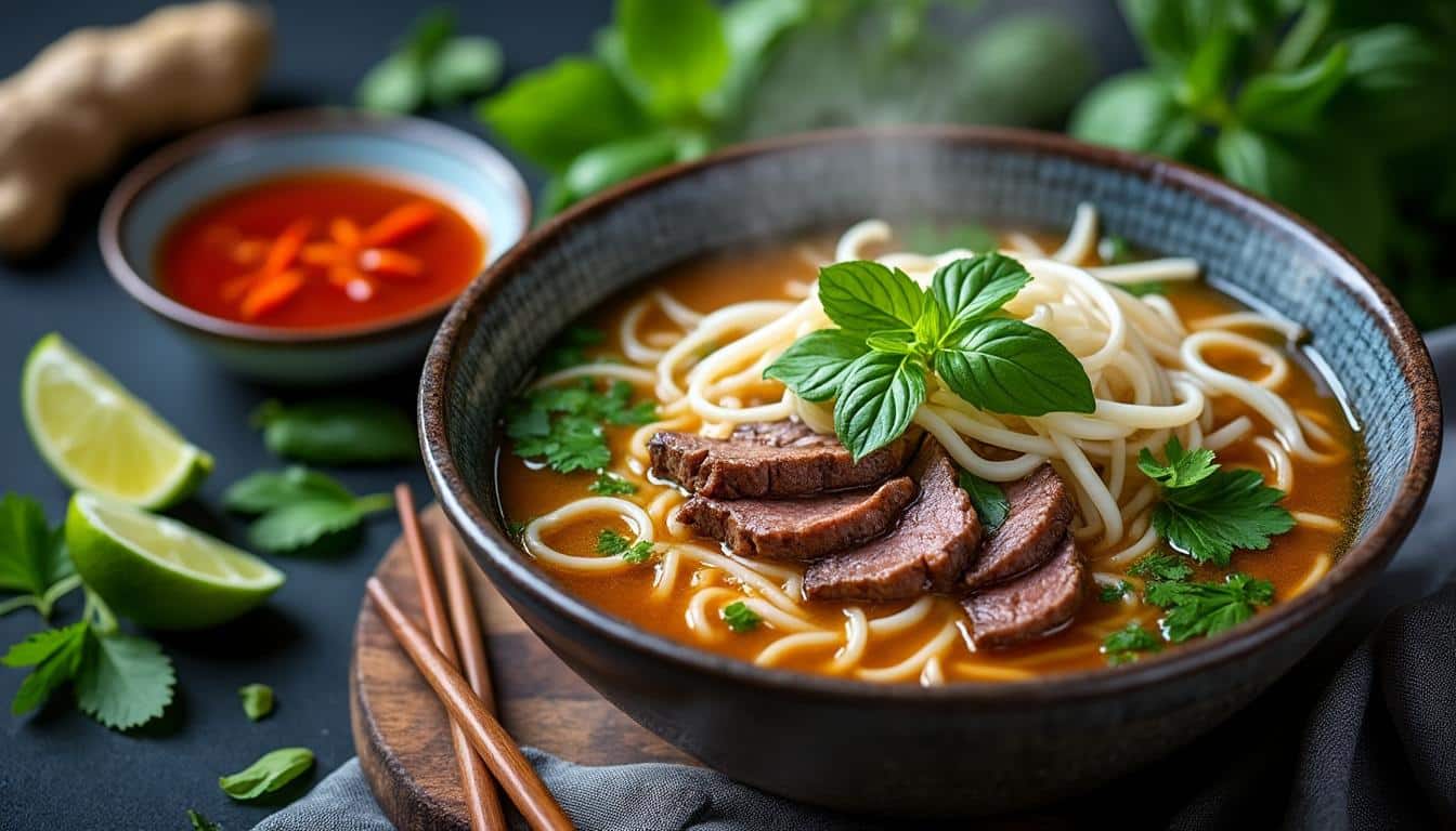 découvrez étape par étape comment réaliser une délicieuse soupe de nouilles thaï maison, savoureuse et facile à préparer. idéale pour un repas exotique, cette recette vous transportera en thaïlande en quelques bouchées.