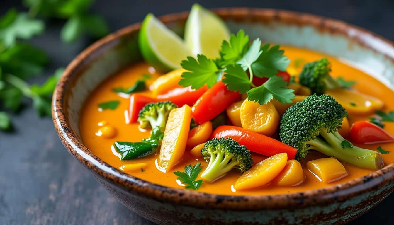 découvrez notre recette de curry jaune thaï aux légumes : un plat savoureux, facile à réaliser et plein de couleurs, pour voyager en thaïlande depuis votre cuisine. parfait pour un repas sain et gourmand !