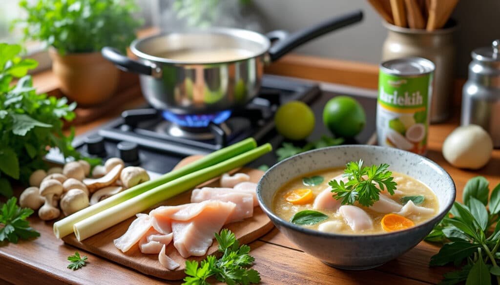 découvrez comment préparer facilement une délicieuse soupe tom kha kai chez vous grâce à nos astuces et à une recette simple. apprenez à maîtriser cette spécialité thaïlandaise aux saveurs exotiques !