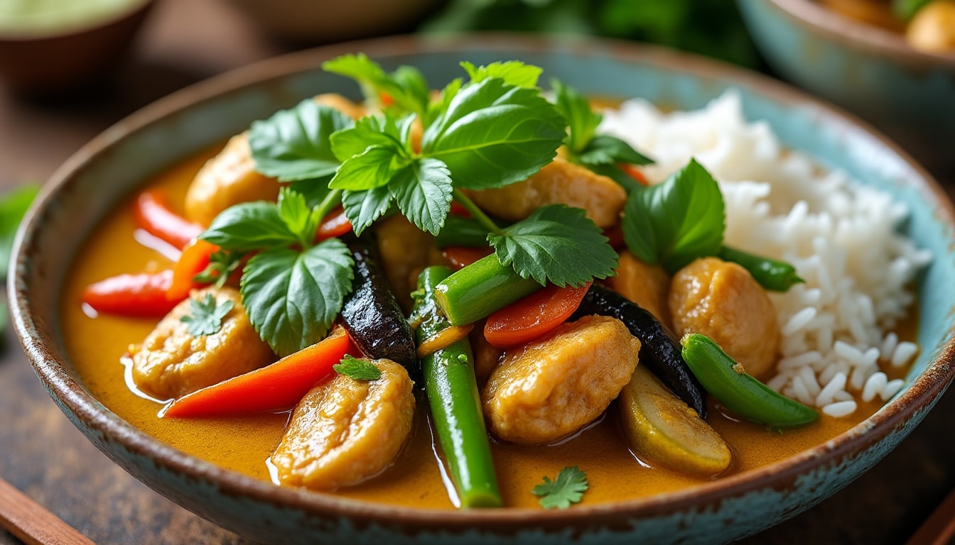 découvrez les ingrédients essentiels et les étapes détaillées pour réaliser un authentique curry vert thaïlandais. apprenez à préparer ce plat savoureux et parfumé grâce à notre guide simple et complet.
