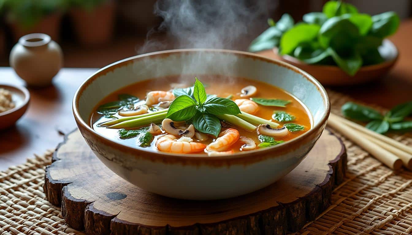découvrez comment la soupe tom yum, célèbre potage thaïlandais, peut être utilisée comme remède naturel pour renforcer l’immunité et apaiser les maux du quotidien grâce à ses ingrédients riches en bienfaits.