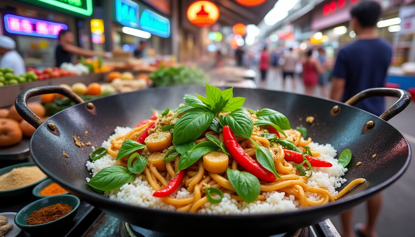 découvrez le pad kra pao, un délicieux plat thaïlandais sauté à base de basilic sacré, de viande ou de tofu et d'épices, idéal pour un voyage culinaire authentique et savoureux.