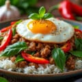 découvrez le pad kra pao, un plat thaïlandais emblématique à base de basilic sacré, de viande sautée et d’épices, parfait pour savourer toute l’authenticité de la cuisine thaïlandaise.