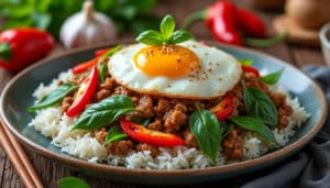 découvrez le pad kra pao, un plat thaïlandais emblématique à base de basilic sacré, de viande sautée et d’épices, parfait pour savourer toute l’authenticité de la cuisine thaïlandaise.