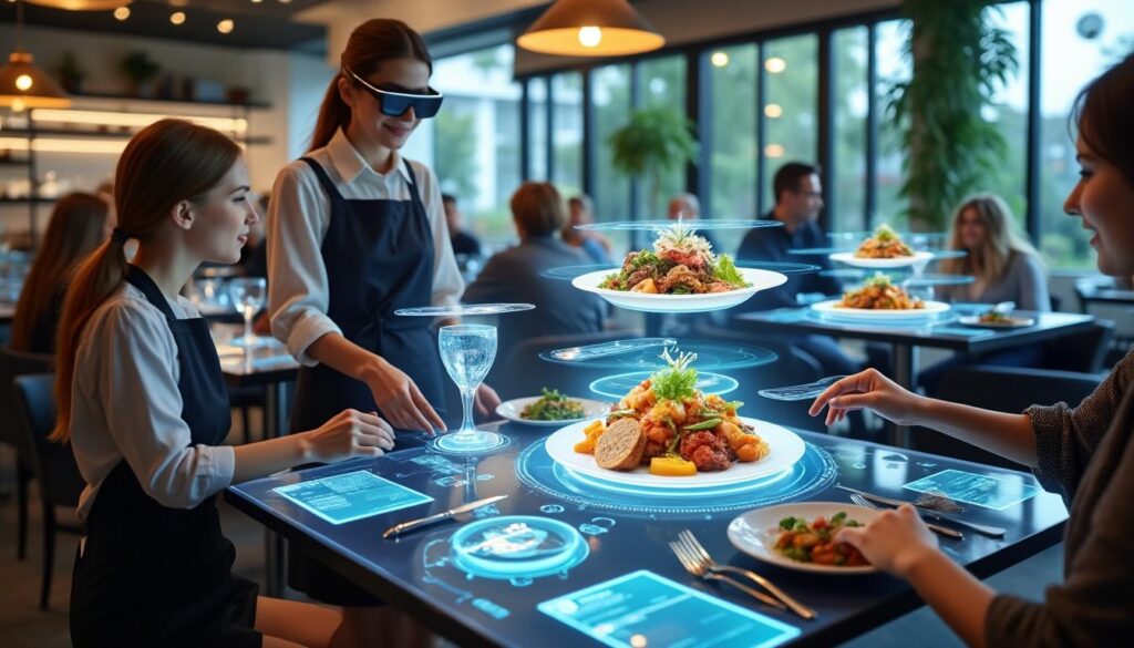 découvrez comment la réalité augmentée révolutionne l'expérience culinaire dans les restaurants en proposant des menus interactifs, des présentations innovantes et une immersion unique pour les clients.