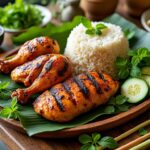 découvrez comment préparer un poulet grillé façon isaan, une recette thaïlandaise savoureuse et authentique, parfaite pour un repas épicé et parfumé.
