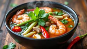 découvrez la soupe tom yum, un savoureux mélange acidulé, épicé et réconfortant, parfait pour éveiller vos papilles et réchauffer votre âme.