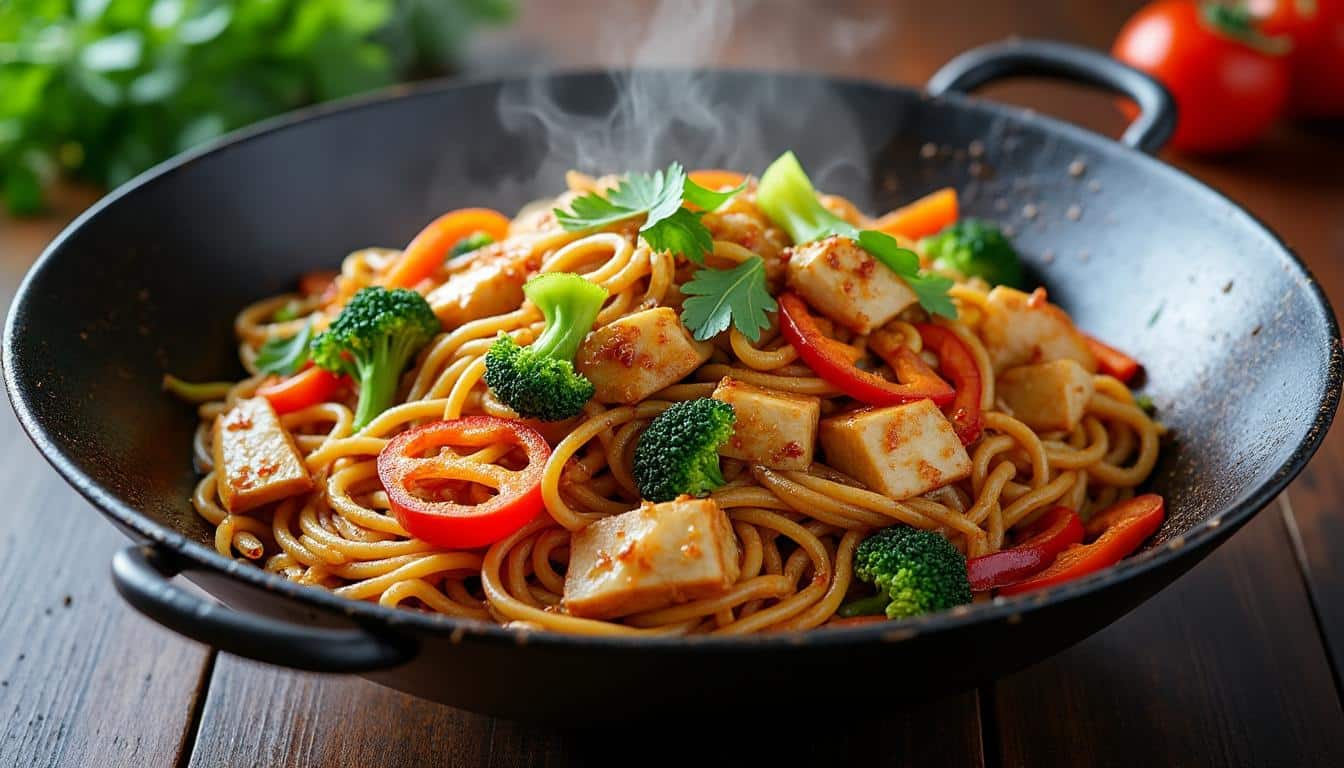découvrez la recette authentique du pad see ew, de délicieuses nouilles sautées à la sauce soja, simples à préparer et pleines de saveurs thaïlandaises.