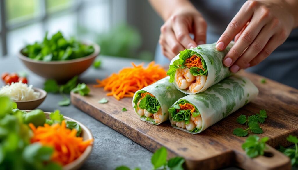 découvrez notre guide simple et rapide pour préparer des rouleaux de printemps thaï authentiques, frais et savoureux, parfaits pour un repas léger et coloré.