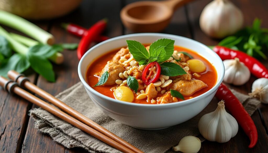 découvrez la recette authentique du curry panang thaïlandais, un plat savoureux et épicé qui ravira vos papilles avec ses arômes riches et sa texture onctueuse.